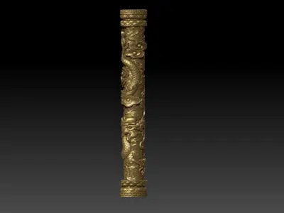 Dragon and Phoenix Pillars 3D print model