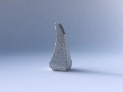 Vase top bent rectangle 2 with diagonal grid plates 3D print model