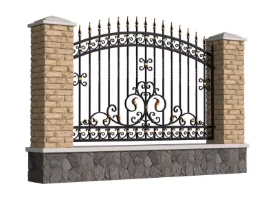 Fence Entrance Driveway Iron Classic Gate 3D model