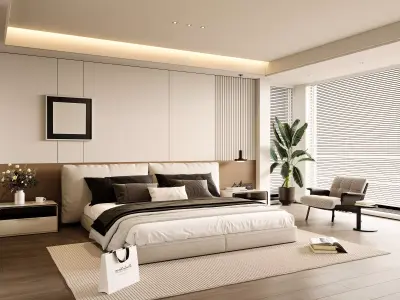 Modern Bedroom 3D Model 3D model