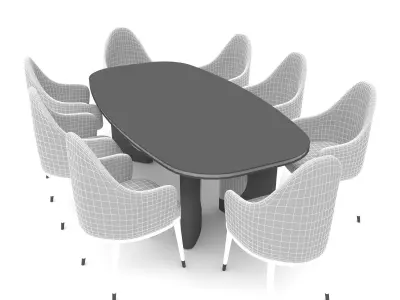 The classic table and chair set Low-poly 3D model