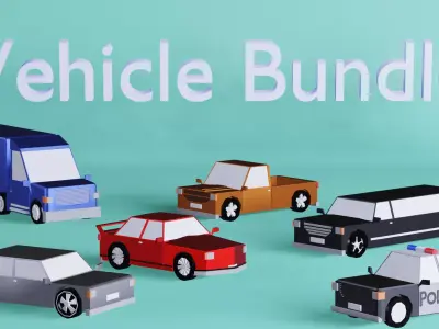 6 Vehicle Bundle  Low-poly 3D model