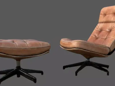 Elysium Luxe Swivel Lounge Ottoman  Low Poly Game Ready PBR  Low-poly 3D model