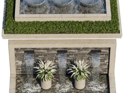Waterfall fountains cascade 36 3D model
