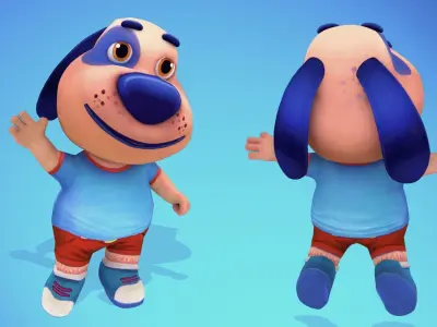 Dog Low poly Animated Rigged Low-poly 3D model