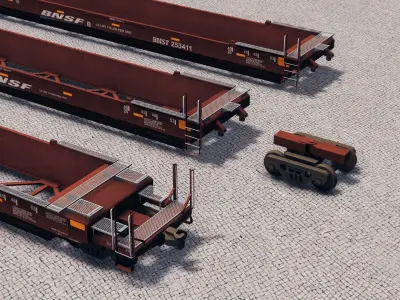 Gunderson Maxi-IV BNSF Double Stack Well Cars Low-poly 3D model