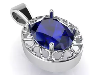 Oval Engraving Pendant 0643 3D print model