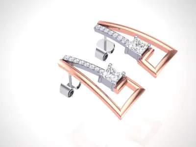 Women Stud Earrings STL OBJ FBX Renders Details 3D print model