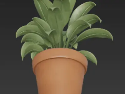 Potted Indoor Plant Decorative Greenery 3D Model Free 3D model