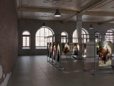 Game ready Exhibition room Low-poly 3D model