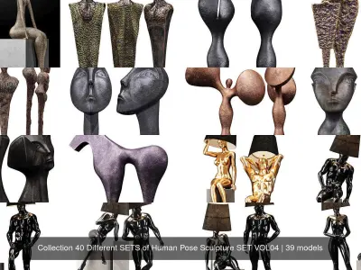 Collection 40 Different SETS of Human Pose Sculpture SET VOL04