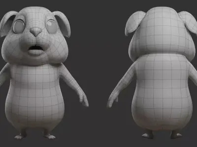 Guinea Pig  I Cartoon Low-poly 3D model