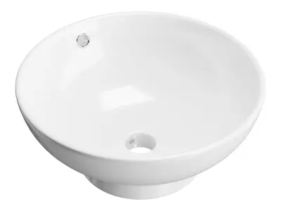 Round Countertop Vessel Bathroom Sink White with Overflow 3D model