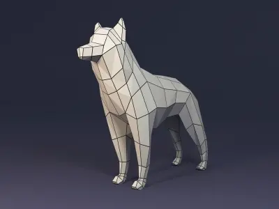 Low Poly Dog Husky Low-poly 3D model
