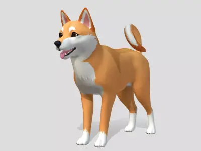 Cartoon Dog - Shiba Inu Low-poly 3D model