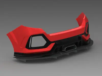 CIVIC TYPE R FK8 Rear Bumper Exterior Model - 3D Laser-Scanned 3D model