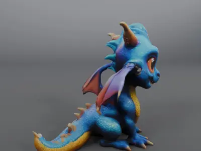 blue baby dragon 3D model