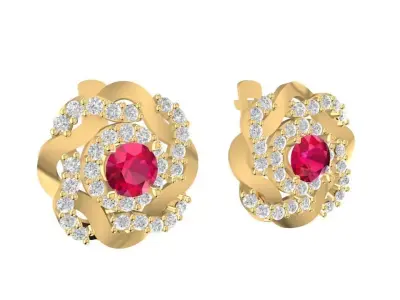 Luxury Floral Gemstone Earrings for Women Jewelry  1759 3D print model