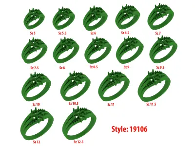 Personalized 4 Stone Mothers Ring Set Sizes 5 to 12 3D print model