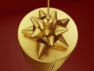 Gift Box Golden 3D - 01 3D model