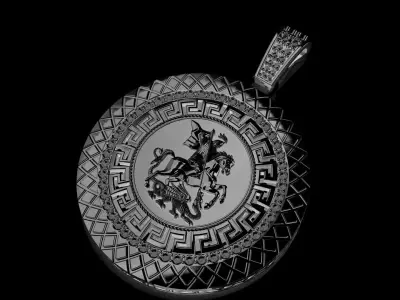 3D Round Relief Pendant with Center Gemstone STL Model for 3D print model