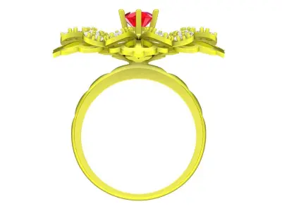 Luxury Floral Diamond Ring for Women 3D Model 4472 3D print model