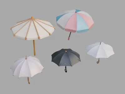 Umbrella Pack Collection Low-poly 3D model