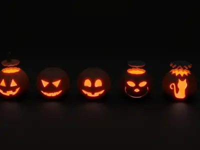 Halloween Pumpkin 3D Low-poly 3D model