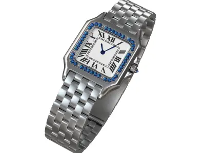 Watch Panthere Gold Silver Low-poly 3D model