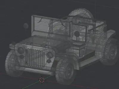 Cartoon Military Jeep Willys Low-poly 3D model