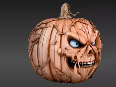 Jack-O-Lantern Pumpkin 3D Model Halloween Decor Print-Ready 3D print model