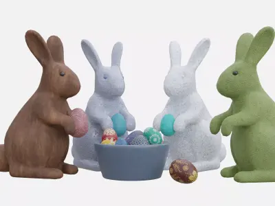 Easter decor egg rabbit 3D model