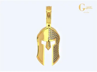 spartan pendant with stones male pendant 3D print model