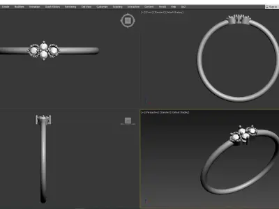 Art Deco Diamond Wedding Band 3D print model