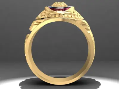 Luxury Red Oval Gemstone Gold Ring for Men 1075 3D print model