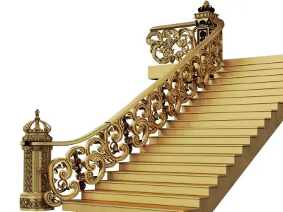 golden crown stairs 3D model