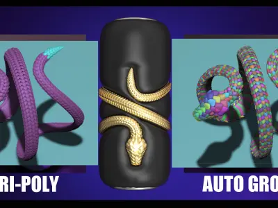 Snake IMM Curve Brush with Snake Ring Model for 3D Print 3D model