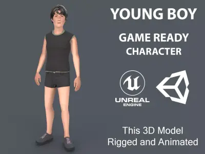 Young Boy Low-poly 3D model