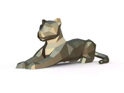 leopard figure low poly 3D print model
