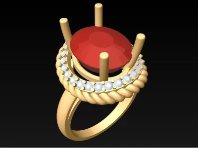 Oval Stone Ring - Womens Rings - GN248 3D print model