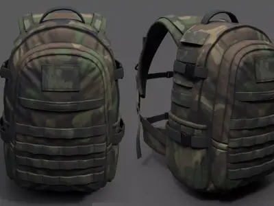 Backpack Camping Generic military combat soldier armor scifi  Low-poly 3D model
