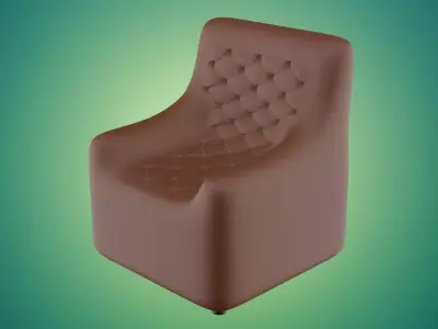 Leather Armchair and Plastic Leg Style 3D model
