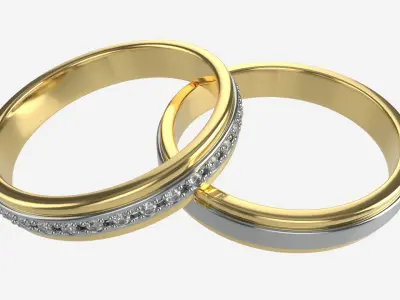 Gold Diamond Ring Jewelry 08 3D model