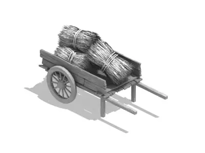 Game Ancient Chinese Transport - Grass Cart 3D model
