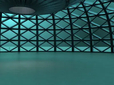 Dome structure with decorative glass panels large enclosure 3D model