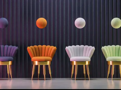 Bedroom Chair - luxury sofa chair Low-poly 3D model