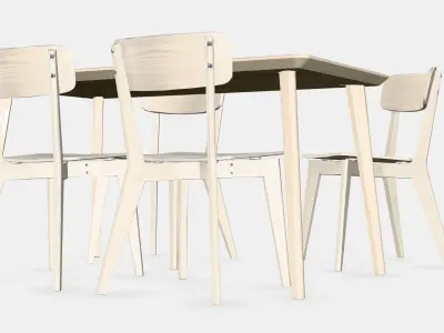 LISABO - LISABO table and 4 chairs Low-poly 3D model