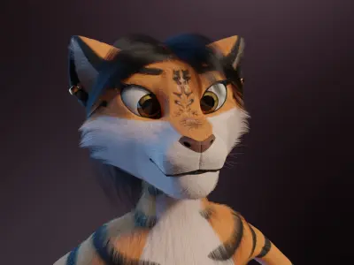 Rebecca Anthro Tiger 3D model