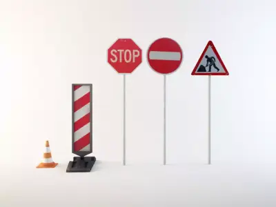 Road work signs 3D model