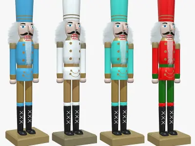 Wooden Nutcracker Low-poly 3D model
